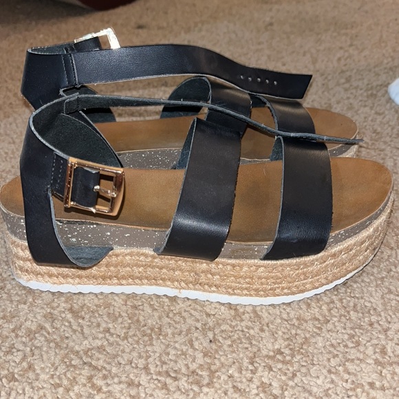 Patrizia Larissa Black Platform Espadrille Sandals - Picture 1 of 4